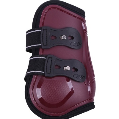Protetor de equitação vinho com fechos pretos e tiras ajustáveis