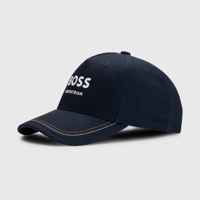 Boné azul escuro BOSS EQUESTRIAN com aba curva