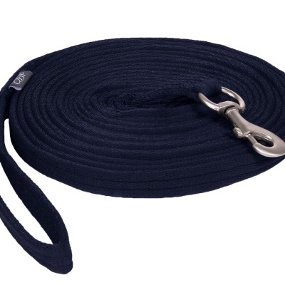 Trela azul escura para cão com alça e mosquetão metálico