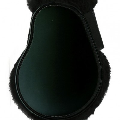 Protector de cor negra con borde de peluche negro y banda elástica