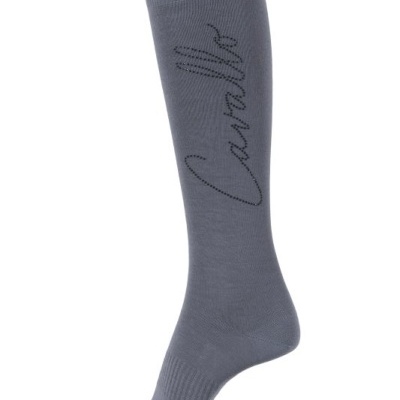 Meia alta cinzenta com logo Cavallero preto