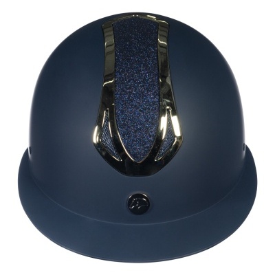 Capacete azul escuro com detalhe glitter azul e dourado