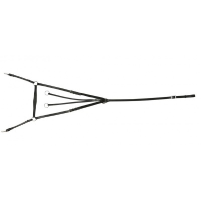 Conjunto de correias de pele preta com argolas e fivelas