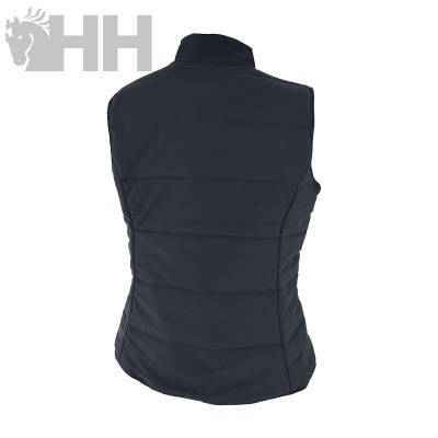 Colete acolchoado preto para mulher visto de costas