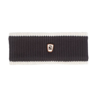 Faixa de cabeça preta com bordas brancas e logótipo central