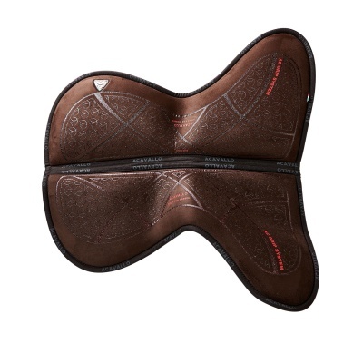 Tapete para sela de cavalo castanho com padrão gravado e texto ACAVALLO DRYER T-EQUIP