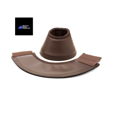 Conjunto de proteção em couro castanho para cavalos com logo Montana Horse Equipment