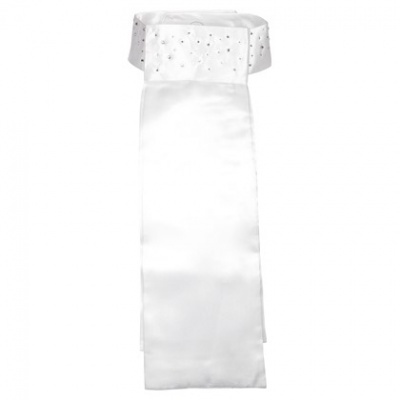 Lenço branco com acabamento brilhante superior