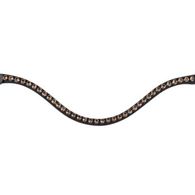 Tira curva em couro preto com rebites metálicos dourados