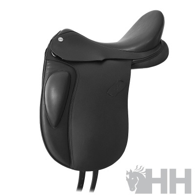 Sela de equitação preta em couro com almofada acolchoada