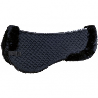 Tapete para cavalo preto acolchoado com bordas de pelo sintético
