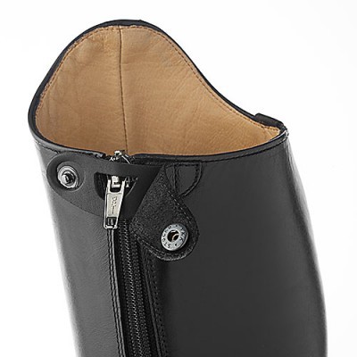 botim masculino em pele preta com fecho de correr