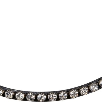 Coleira fina em couro preto com pedras brilhantes