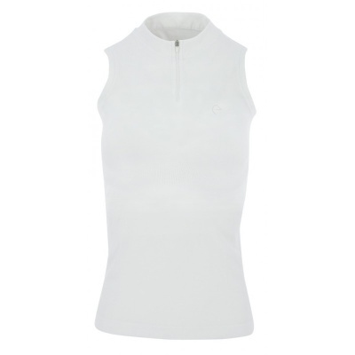 Camisola branca sem mangas com fecho de correr na gola