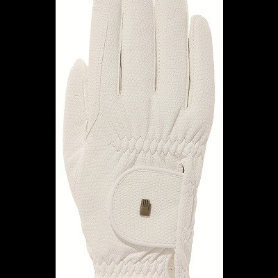 Luva branca para golfe com textura irregular e fecho de velcro