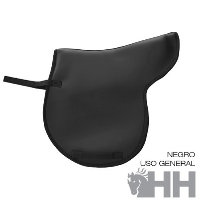 Sela de equitação preta de uso geral com alças e logotipo HH