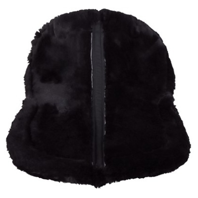 Chapéu preto de pele sintética com fecho central
