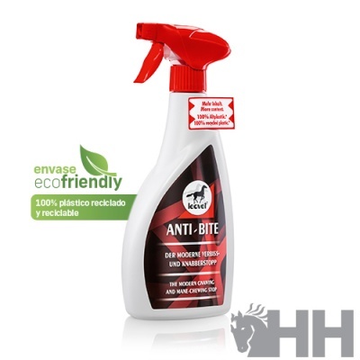 Frasco pulverizador anti-bite branco e vermelho com etiqueta preta e vermelha e texto várias línguas