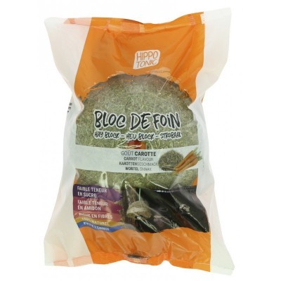 Bloc de Foin Hippo Tonic sabor cenoura com embalagem plástica laranja e branco