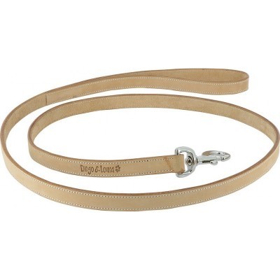 Trela para cão em couro bege com fecho metálico