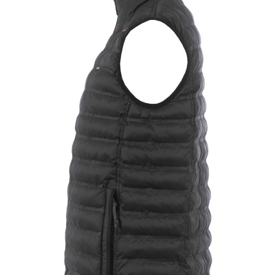 Colete acolchoado preto masculino com fecho e gola alta