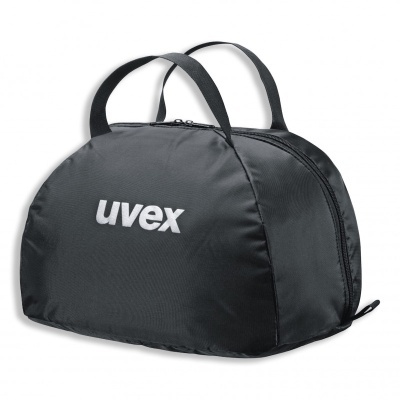 Bolsa preta com alças e logo uvex branco