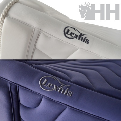 Capas de selas de equitação brancas e azuis com bordado Lexhis