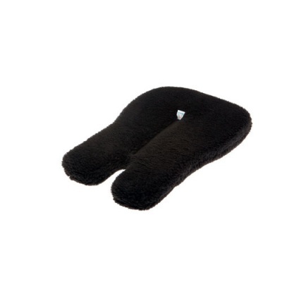 Travesseiro almofada em forma de U preto com textura peluda