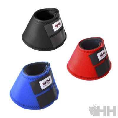 Campanas em neopreno preta, vermelha e azul com fecho velcro e etiqueta HH