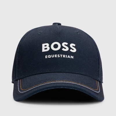 Boné azul escuro 'BOSS EQUESTRIAN' de frente