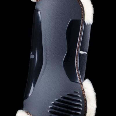 Protetor para equitação cinza com pelo branco