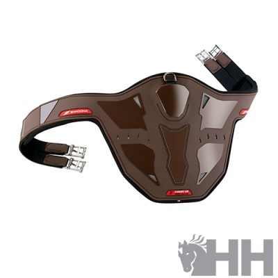 Colete castanho e preto para equitação com cintos ajustáveis