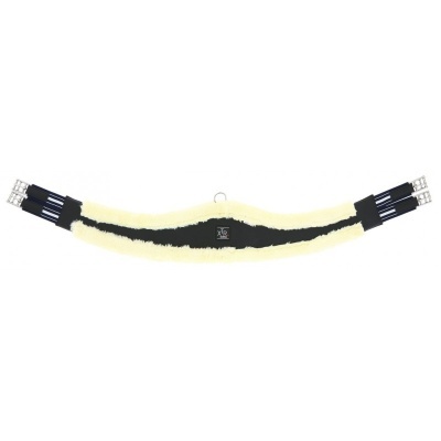 Cincha para sela com pele sintética amarela clara e faixa preta