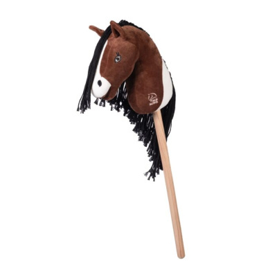 Brinquedo infantil cavalo de pau castanho com crina preta