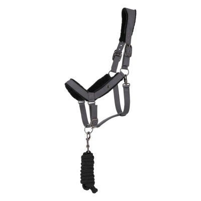 Cabresto preto com corda preta para cavalo