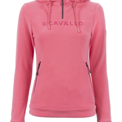 Sweatshirt rosa com capuz e fechos pretos