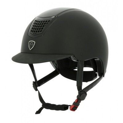 Capacete de equitação preto mate com ventilação e fecho ajustável