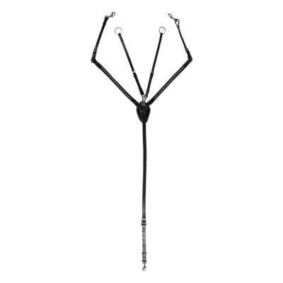 Peitoral preto de couro para cavalo com fivelas e argolas