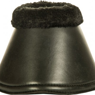 Campana para cavalo de couro preto com forro felpudo preto