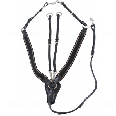 Peitoral para cão preto acolchoado com ferragens prateadas