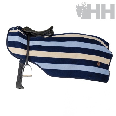 Cobertor riscado para cavalo com sela e estribos