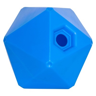 objeto geométrico azul poligonal com furo