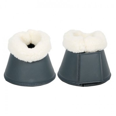 protetores para cascos em couro preto com forro branco