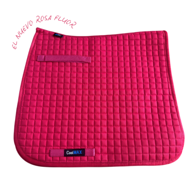 Tapete de sela acolchoado vermelho fluorescente com etiquetas e alças