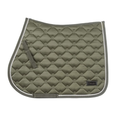 Tapis de selle vert matelassé avec motifs losanges et étiquette noire Cavallo