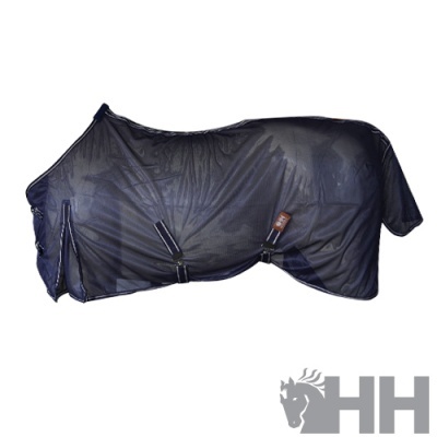 Manta preta proteção para cavalo em tecido de rede com fivelas ajustáveis