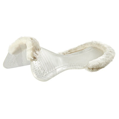 Suporte ergonómico transparente para selim de bicicleta com revestimento felpudo branco