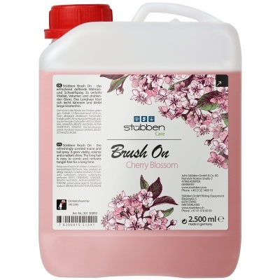 Recipiente plástico branco com líquido rosa e rótulo floral Brush On Cherry Blossom