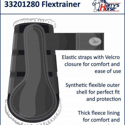 Proteção para equinos Flextrainer da Harry's Horse preta com fecho de velcro e forro em lã