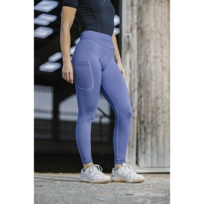 Leggings azuis com bolso lateral e textura perfurada